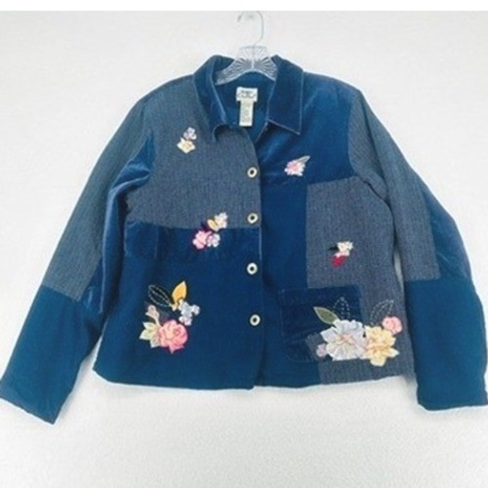 Vintage Koret City Blues Patchwork Floral Denim Jacket L